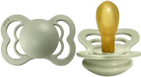 BIBS Supreme Baby Pacifiers | BPA-Free Natural Rubber Pacifier | Made in Denmark | Set of 2 Soothers (Sage, 0-6 Months) in Saudi Arabia