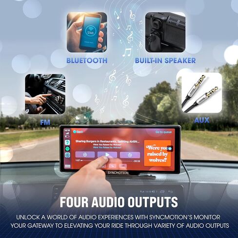 شاشة Apple Carplay & Android التلقائية المحمولة، شاشة 9.3 بوصة HD IPS، مستقبل راديو السيارة، مشغل الوسائط المتعددة، بلوتوث، AUX/FM، وصلة مرآة، DVR، التحكم الصوتي in Saudi Arabia