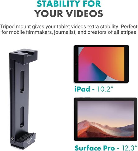 مجموعة تسجيل الفيديو للكمبيوتر اللوحي Movo لجهاز iPad - مجموعة تسجيل الفيديو لجهاز iPad مع حامل الكمبيوتر اللوحي، حامل ثلاثي صغير الحجم، ميكروفون، ضوء LED، ملحق حذاء بارد - مجموعة بدء تشغيل YouTube مع حامل ثلاثي القوائم لجهاز iPad لتسجيل الفيديو in Saudi Arabia