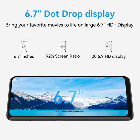 هاتف UMIDIGI POWER 7S الخلوي، 4 جيجابايت + 64 جيجابايت بطارية 6150 مللي أمبير في الساعة هاتف ذكي غير مقفل مع شاشة كاملة 6.7 بوصة + كاميرا ثلاثية بدقة 16 ميجابكسل هاتف أندرويد in Saudi Arabia