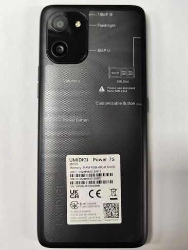 هاتف UMIDIGI POWER 7S الخلوي، 4 جيجابايت + 64 جيجابايت بطارية 6150 مللي أمبير في الساعة هاتف ذكي غير مقفل مع شاشة كاملة 6.7 بوصة + كاميرا ثلاثية بدقة 16 ميجابكسل هاتف أندرويد in Saudi Arabia