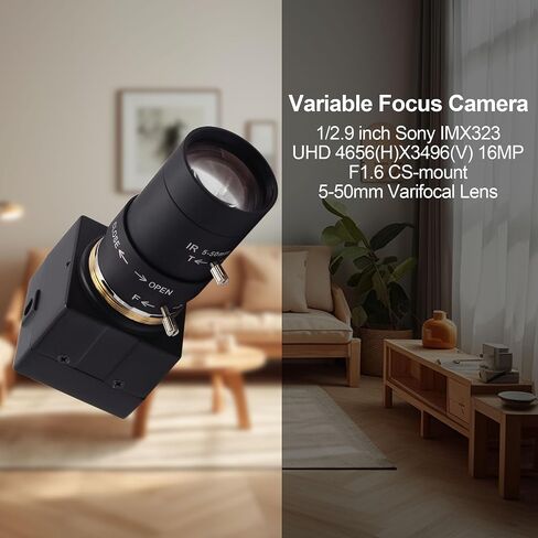USB Camera 16Megapixel Manual Zoom 5-50mm Lens Webcam 16MP CMOS IMX298 UVC USB2.0 Embedded Webcam for 3D Printer Bar/QR Code Scan in Saudi Arabia