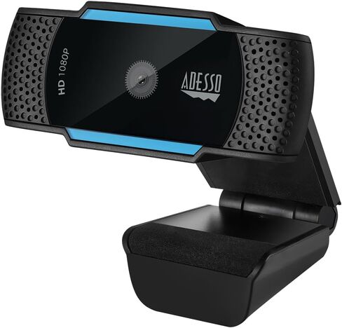 كاميرا ويب Adesso CyberTrack H5-TAA 1080P HD بتركيز تلقائي مع ميكروفون مزدوج مدمج وحامل ثلاثي القوائم وغطاء مصراع الخصوصية متوافق مع TAA in Saudi Arabia