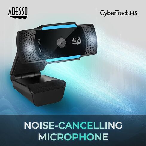 كاميرا ويب Adesso CyberTrack H5-TAA 1080P HD بتركيز تلقائي مع ميكروفون مزدوج مدمج وحامل ثلاثي القوائم وغطاء مصراع الخصوصية متوافق مع TAA in Saudi Arabia