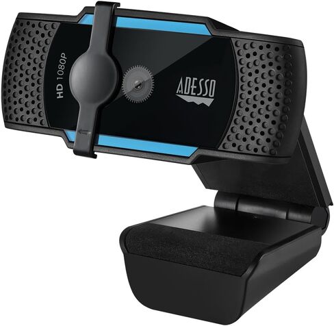 كاميرا ويب Adesso CyberTrack H5-TAA 1080P HD بتركيز تلقائي مع ميكروفون مزدوج مدمج وحامل ثلاثي القوائم وغطاء مصراع الخصوصية متوافق مع TAA in Saudi Arabia