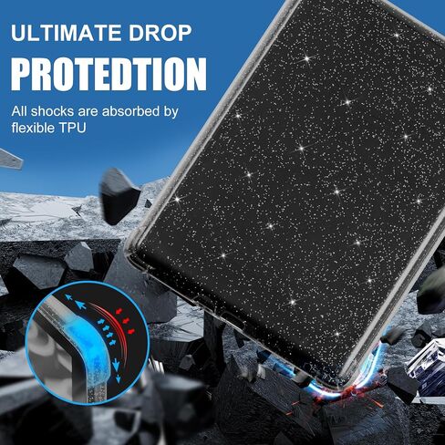 iDLEHANDS Clear Case for All-New Kindle Paperwhite 11th Gen 2021 & Signature Edition(6.8") - Lightweight, Scratch-Proof Silicone Back Cover, Black Glitter in Saudi Arabia