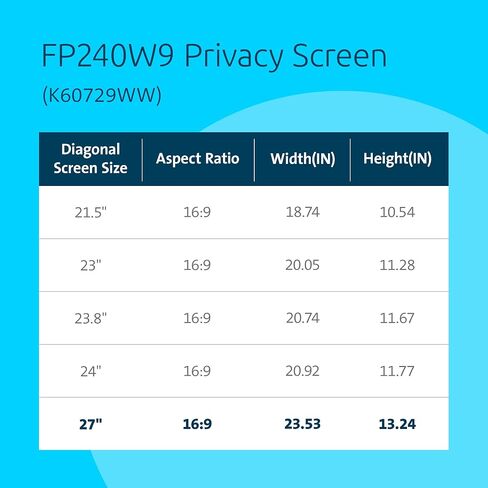 Kensington 21.5 inch Privacy Screen for 21.5" 16:9 Widescreen Monitors in Saudi Arabia