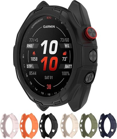 MOTONG Compatible with Garmin Approach S70 47mm TPU Protective Case - TPU Protective Watch Case Cover Shell Compatible with Garmin Approach S70 47mm(47mm Black) in Saudi Arabia