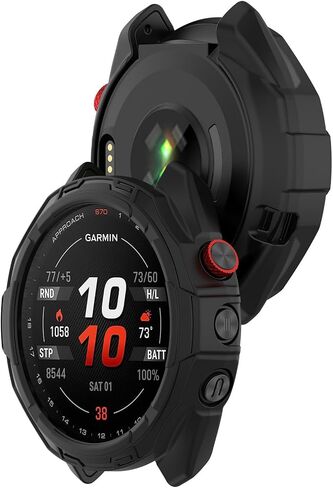 MOTONG Compatible with Garmin Approach S70 47mm TPU Protective Case - TPU Protective Watch Case Cover Shell Compatible with Garmin Approach S70 47mm(47mm Black) in Saudi Arabia