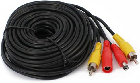 15M 59Ft RCA DC Power Audio Video AV Extension Cable for CCTV Security Car Tuck Bus Trailer Reverse Parking Camera in Kuwait