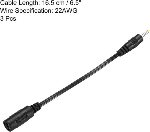 MECCANIXITY DC Extension Cable 5.5x2.1mm Female to 2.5x0.7mm Male Power Extension Wire Plug Cord for LED Strip Camera CCTV, Black Pack of 3 in Saudi Arabia