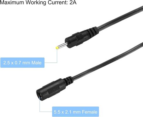 MECCANIXITY DC Extension Cable 5.5x2.1mm Female to 2.5x0.7mm Male Power Extension Wire Plug Cord for LED Strip Camera CCTV, Black Pack of 3 in Saudi Arabia