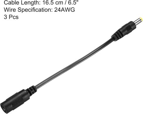 MECCANIXITY DC Extension Cable 5.5x2.1mm Female to 2.5x0.7mm Male Power Extension Wire Plug Cord for LED Strip Camera CCTV, Black Pack of 3 in Saudi Arabia