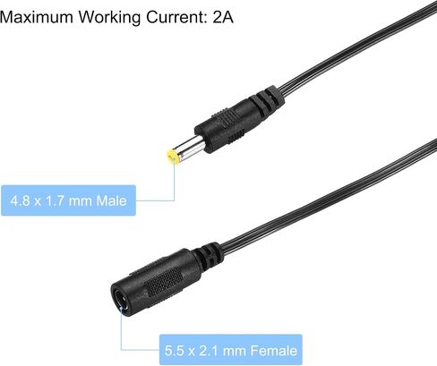 MECCANIXITY DC Extension Cable 5.5x2.1mm Female to 2.5x0.7mm Male Power Extension Wire Plug Cord for LED Strip Camera CCTV, Black Pack of 3 in Saudi Arabia