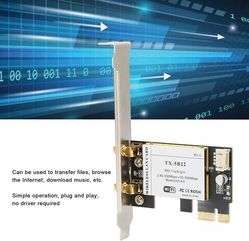 بطاقة شبكة ثنائية النطاق 2.4G/5G، معدل عالي 300 ميجابت في الثانية، بطاقة شبكة سطح المكتب PCI-E، بلوتوث 4.0 مع هوائي in Kuwait