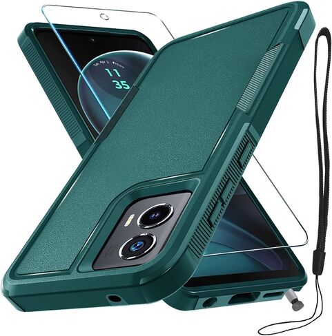 RMOCR Case for Moto G Stylus 5G 2022 with Tempered Glass Screen Protector,Heavy Duty Rugged Shockproof Full Body Protective Phone Cover,Black Matte in Saudi Arabia
