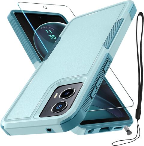 RMOCR Case for Moto G Stylus 5G 2022 with Tempered Glass Screen Protector,Heavy Duty Rugged Shockproof Full Body Protective Phone Cover,Black Matte in Saudi Arabia