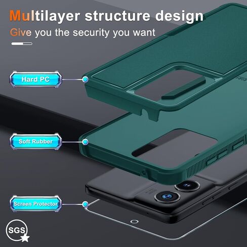 RMOCR Case for Moto G Stylus 5G 2022 with Tempered Glass Screen Protector,Heavy Duty Rugged Shockproof Full Body Protective Phone Cover,Black Matte in Saudi Arabia