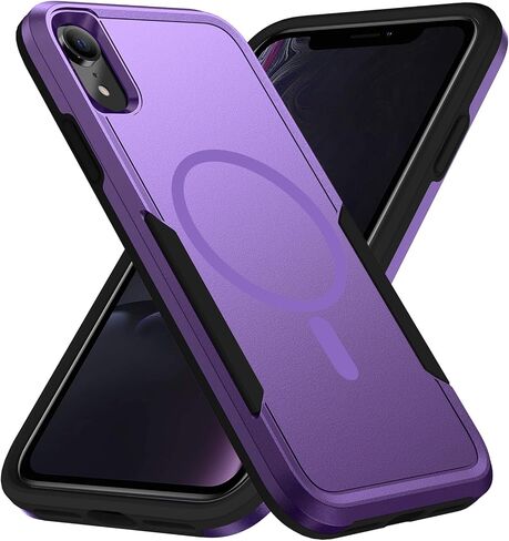 حافظة مغناطيسية قوية لهاتف iPhone XR، [متوافقة مع Magsafe] [تم اختبار السقوط من الدرجة العسكرية بطول 20 قدمًا] حافظة حماية متينة متينة بطبقة مزدوجة مقاومة للصدمات - 6.1 بوصة (أسود) in Kuwait