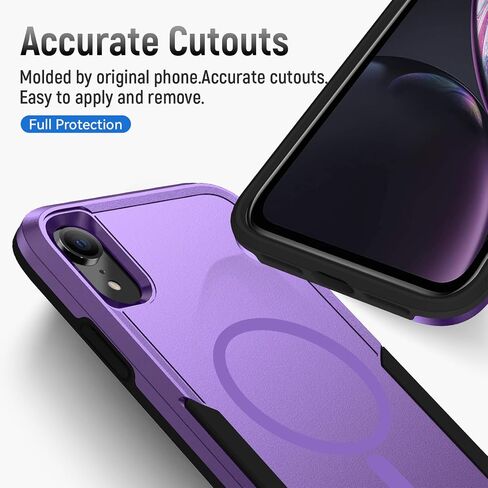 حافظة مغناطيسية قوية لهاتف iPhone XR، [متوافقة مع Magsafe] [تم اختبار السقوط من الدرجة العسكرية بطول 20 قدمًا] حافظة حماية متينة متينة بطبقة مزدوجة مقاومة للصدمات - 6.1 بوصة (أسود) in Kuwait