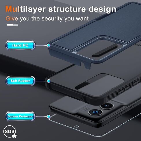 RMOCR Case for Moto G Stylus 5G 2022 with Tempered Glass Screen Protector,Heavy Duty Rugged Shockproof Full Body Protective Phone Cover,Black Matte in Saudi Arabia