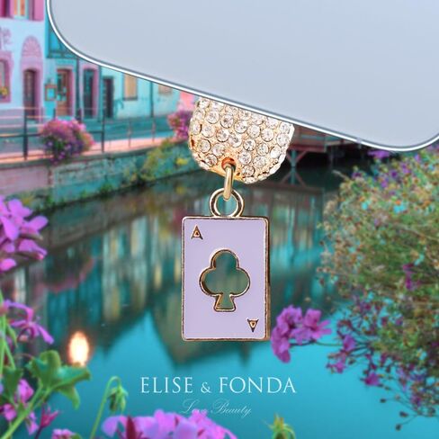 ELISE & FONDA CP646 منفذ شحن USB كريستال مضاد للغبار قابس صغير لبطاقة البوكر لهاتف iPhone 14/13/12/11/ XS MAX/XR/X/8 Plus/7/6S/8/SE iPad iPod (أرجواني) in Saudi Arabia