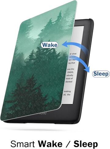 حافظة MoKo تناسب جهاز Kindle مقاس 6 بوصات (الجيل العاشر، إصدار 2019)، غطاء حماية أنحف مع خاصية التنبيه/السكون التلقائي، لن يناسب جهاز Kindle Paperwhite الجيل العاشر 2018 - غابة خضراء in Saudi Arabia