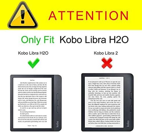 غطاء القارئ الإلكتروني لجهاز Kobo Libra H2O N873 (إصدار 2019)، حافظة جلدية رفيعة للغاية وخفيفة الوزن مع حامل لكتاب Kobo Libra H2O 7 بوصة (أسود) in Kuwait