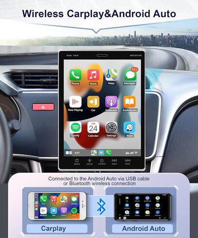 2G+64G Wireless Apple Carplay Android Car Stereo 9.5'' HD Vertical Touch Screen with Android Auto GPS Navi, podofo Double Din Car Radio with WiFi Bluetooth USB FM/RDS Radio Mirror Link + Backup Camera in Saudi Arabia