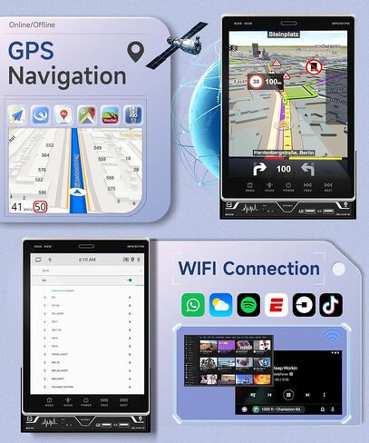 2G+64G Wireless Apple Carplay Android Car Stereo 9.5'' HD Vertical Touch Screen with Android Auto GPS Navi, podofo Double Din Car Radio with WiFi Bluetooth USB FM/RDS Radio Mirror Link + Backup Camera in Saudi Arabia