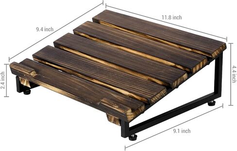 MyGift Portable Laptop Stand with Rustic Burnt Solid Wood and Matte Black Metal Angled Frame Legs, Desk Cooling Stand Laptop Riser in Saudi Arabia