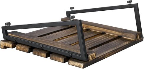 MyGift Portable Laptop Stand with Rustic Burnt Solid Wood and Matte Black Metal Angled Frame Legs, Desk Cooling Stand Laptop Riser in Saudi Arabia