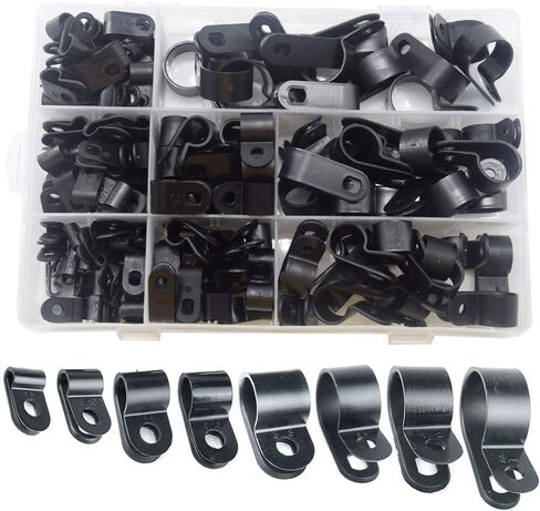 160PCS R-Type Cable Clip Kit Nylon 8 Size 1/8", 3/16", 1/4", 5/16", 3/8", 1/2", 5/8", 3/4" R-Type Cable Wire Clips Fastener Wire Clamp Screw Mounting for Wire Management (Black/RXJH) in Saudi Arabia
