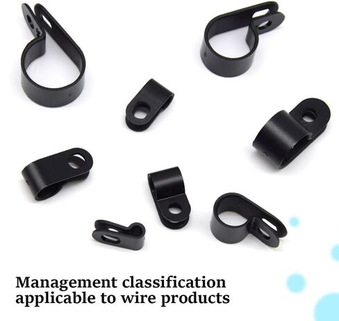 160PCS R-Type Cable Clip Kit Nylon 8 Size 1/8", 3/16", 1/4", 5/16", 3/8", 1/2", 5/8", 3/4" R-Type Cable Wire Clips Fastener Wire Clamp Screw Mounting for Wire Management (Black/RXJH) in Saudi Arabia