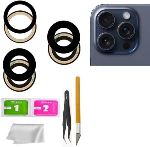 Rear Camera Glass Replacement for iPhone 15 Pro Max with Tape Pre-Installed +Repair Tools in Kuwait