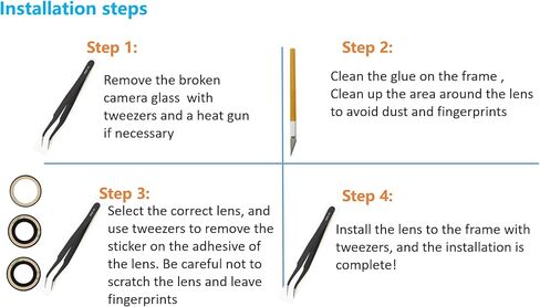 Rear Camera Glass Replacement for iPhone 15 Pro Max with Tape Pre-Installed +Repair Tools in Kuwait