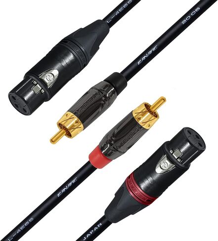 أفضل الكابلات في العالم بطول 5 أقدام - زوج كابل RCA إلى XLR (أنثى) - كابل توصيل الصوت Canare L-4E6S Star-Quad وAmphenol ACPL RCA وNeutrik Female XLR Gold Plugs - مصنوع حسب الطلب in Kuwait