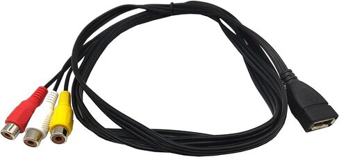 كابل USB إلى 3RCA، Haokiang 5 أقدام/1.5 متر USB 2.0 أنثى إلى 3 RCA أنثى جاك مقسم الصوت والفيديو AV كابل سلك محول مركب (USB F/3RCA F) in Kuwait