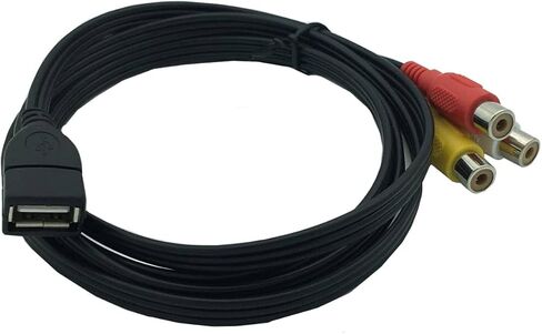 كابل USB إلى 3RCA، Haokiang 5 أقدام/1.5 متر USB 2.0 أنثى إلى 3 RCA أنثى جاك مقسم الصوت والفيديو AV كابل سلك محول مركب (USB F/3RCA F) in Kuwait