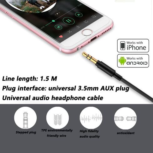 سماعات رأس لاسلكية WH-1000XM4 سلك كابل مساعد أسلاك تمديد الصوت متوافقة مع سماعات الرأس اللاسلكية Sony WH-1000XM5 WH-1000XM3 WH-CH520 WH-CH720N اللاسلكية المانعة للضوضاء (5FT) in Kuwait