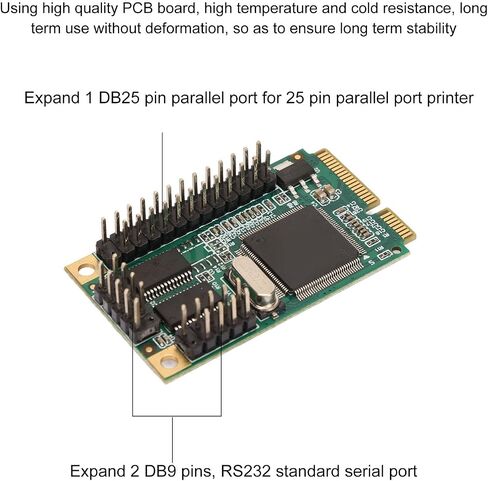 Mini PCIe Combo Serial Parallel Expansion Card, PCI Express to Printer LPT Port RS232 Com Port Adapter, 6Gbs 2 RS 232 Port 1 DP25 Pin for Printers, Scanners Plotters in Saudi Arabia