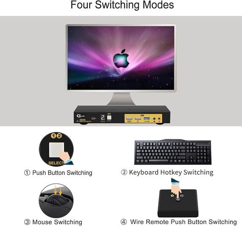 CKLau 2x1 8K@60Hz 4K@144Hz KVM HDMI Switch with Audio and Cables Support Hotkey Switching, Emulation EDID, 5.1 Channel Digital Fiber Optical Audio, 7.1 Surround Sound Audio Output in Saudi Arabia