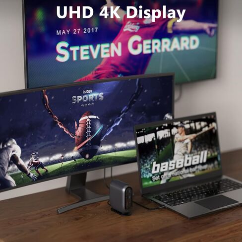 شاشة ثلاثية لقاعدة إرساء USB C مع محول طاقة، 2 HDMI، DP، 4 USB-A، USB-C، 2 صوت، إيثرنت، فتحة SD/TF، ​​2 PDOUT، لأجهزة MacBook/HP/Dell/Acer/Lenovo/ASUS، إلخ in Saudi Arabia