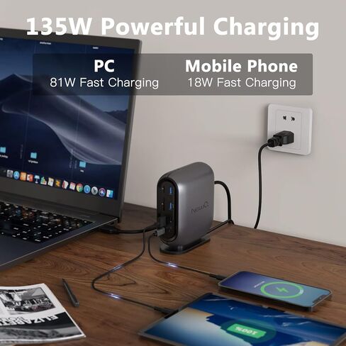 شاشة ثلاثية لقاعدة إرساء USB C مع محول طاقة، 2 HDMI، DP، 4 USB-A، USB-C، 2 صوت، إيثرنت، فتحة SD/TF، ​​2 PDOUT، لأجهزة MacBook/HP/Dell/Acer/Lenovo/ASUS، إلخ in Saudi Arabia