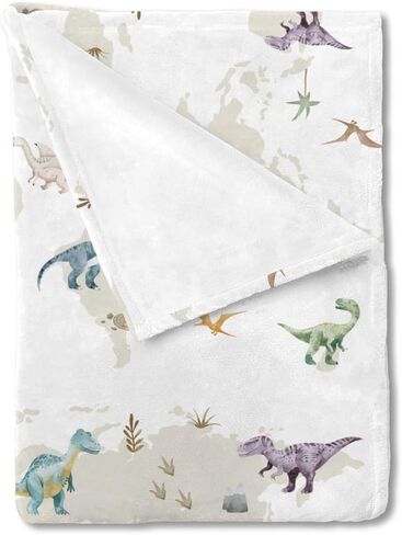 Colorful Dinosaurs Map Baby Blanket for Boy Girl Cartoon Dinosaur Swaddle Blanket Jungle Animal Soft Flannel Receiving Blanket Toddler Baby Newborn Nursery Crib Bed Throw Blanket Playmat 30x40 in Saudi Arabia