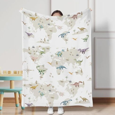 Colorful Dinosaurs Map Baby Blanket for Boy Girl Cartoon Dinosaur Swaddle Blanket Jungle Animal Soft Flannel Receiving Blanket Toddler Baby Newborn Nursery Crib Bed Throw Blanket Playmat 30x40 in Saudi Arabia