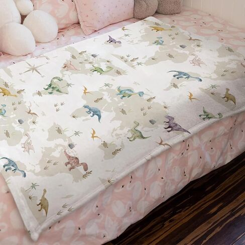 Colorful Dinosaurs Map Baby Blanket for Boy Girl Cartoon Dinosaur Swaddle Blanket Jungle Animal Soft Flannel Receiving Blanket Toddler Baby Newborn Nursery Crib Bed Throw Blanket Playmat 30x40 in Saudi Arabia