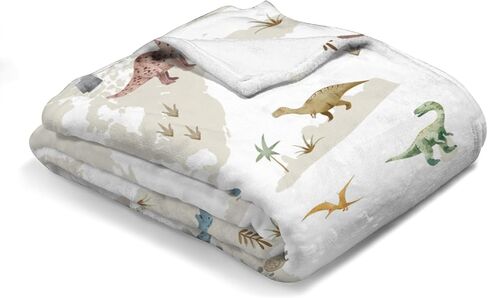 Colorful Dinosaurs Map Baby Blanket for Boy Girl Cartoon Dinosaur Swaddle Blanket Jungle Animal Soft Flannel Receiving Blanket Toddler Baby Newborn Nursery Crib Bed Throw Blanket Playmat 30x40 in Saudi Arabia