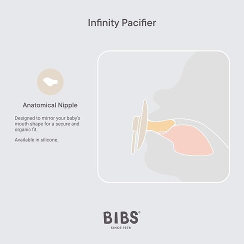 لهايات BIBS - مجموعة إنفينيتي مع حلمة تشريحية| لهاية أطفال خالية من مادة BPA | صنع في الدنمارك | مجموعة من 2 لهايات فاخرة بلون رمادي فوسيل/بنفسجي | الحجم 0-6 أشهر in Saudi Arabia