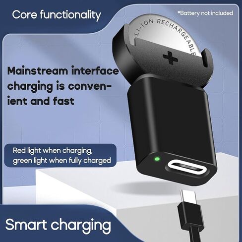 Black Rechargeable Button Charger Mini Lithium Coin USB for LIR2032 LIR1632 LIR2025 LIR2016 Small Charger,Health and Household in Saudi Arabia